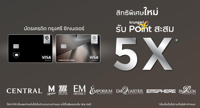 รับกรุงศรี พอยต์สะสม 5 เท่า*